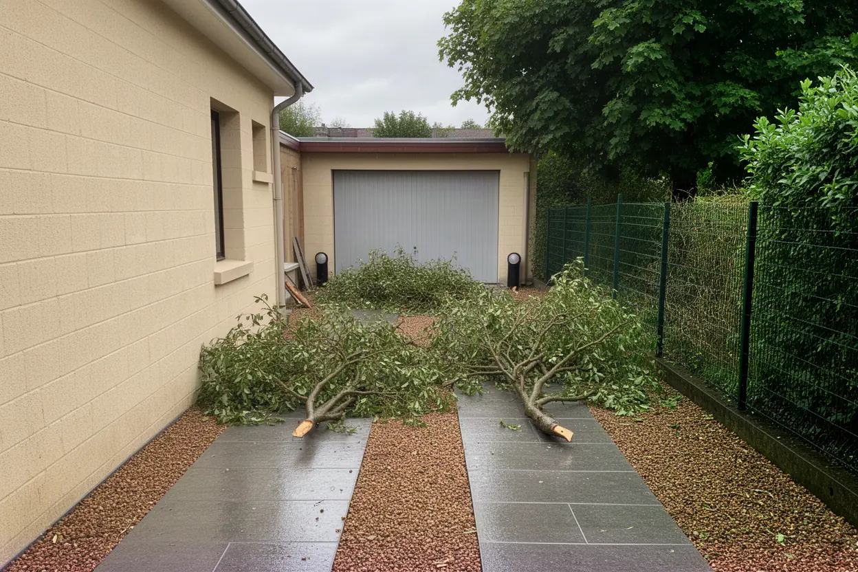 Allée de Loos bloquée par des branches tombées
